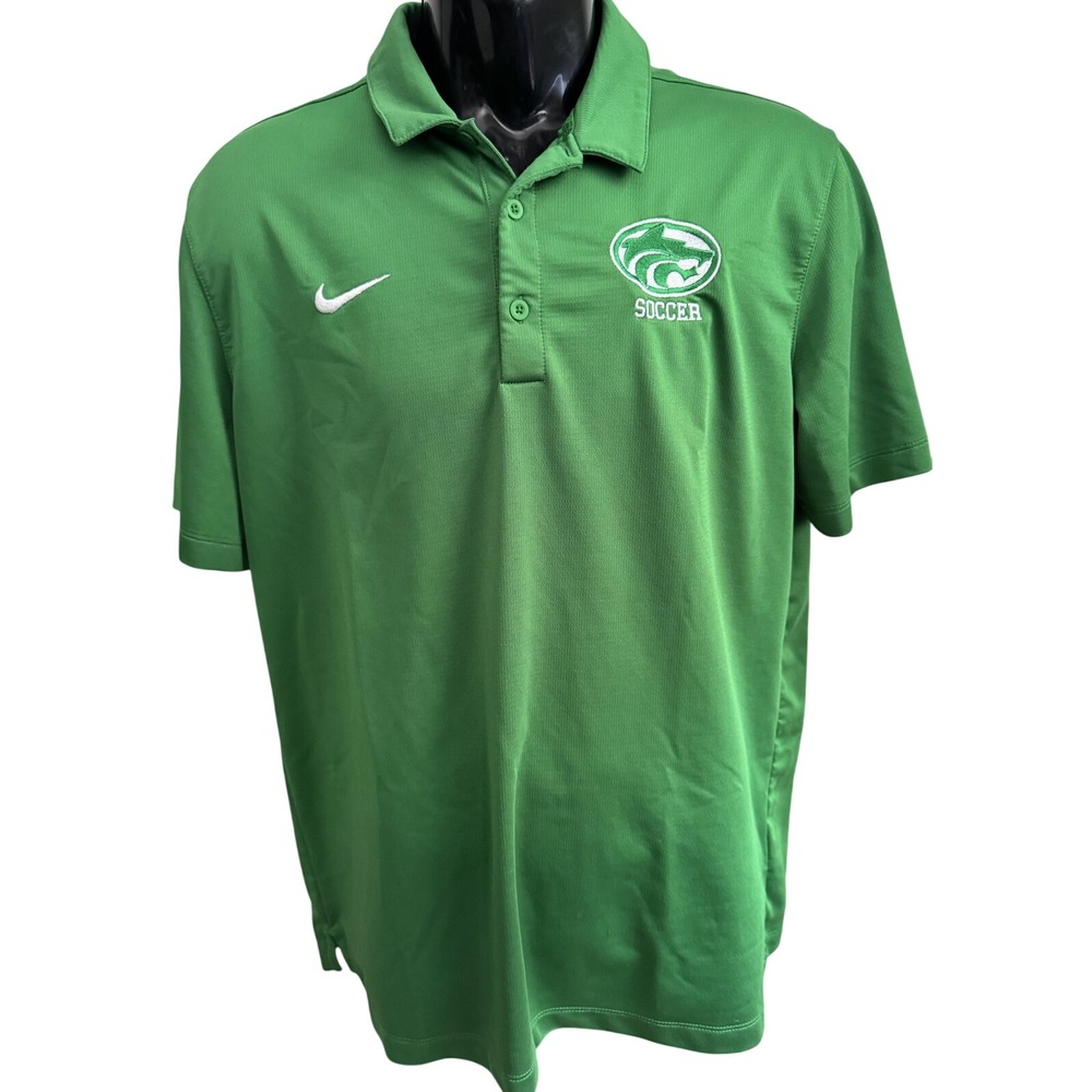 Soccer Shirt Mens Large Green Nike Polo Embroidered Team Coach Training Top